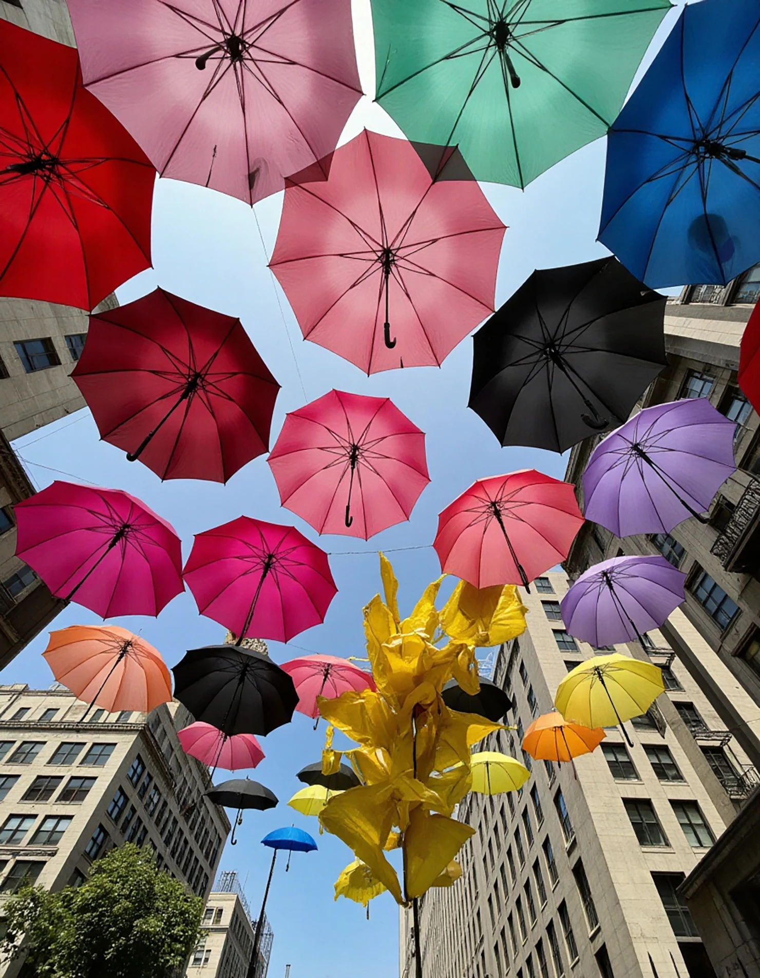 Vibrant Umbrella Sky Installation in the City #41025