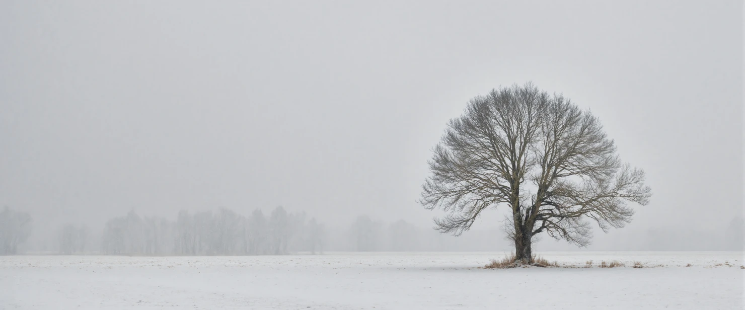 Solitary Winter Tree in a Snowy Field #41056