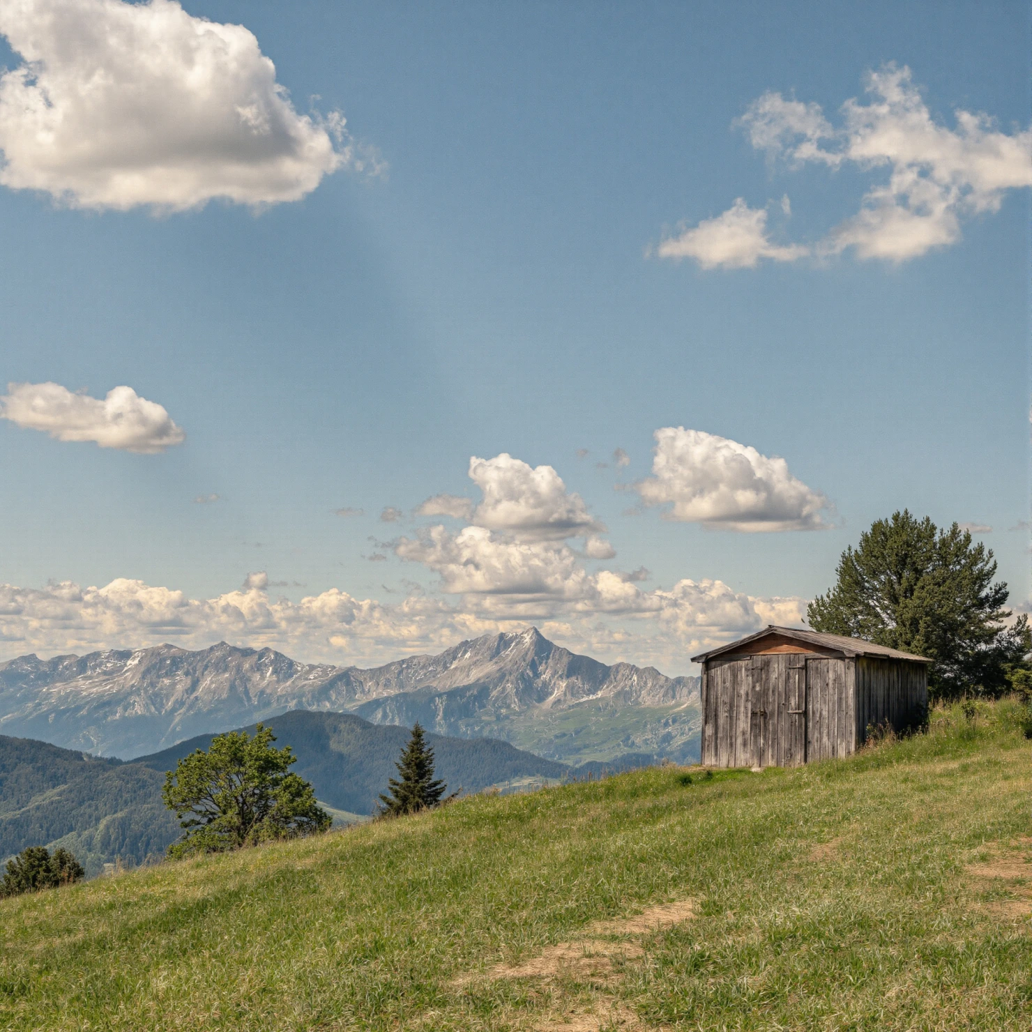 Rustic Wooden Shed in a Serene Mountain Landscape #41065