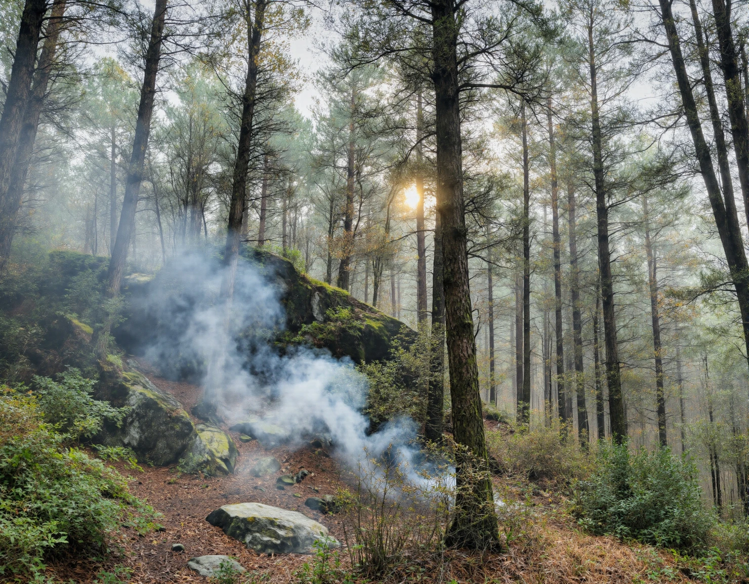 Sunlight and Smoke in a Mysterious Forest #41088