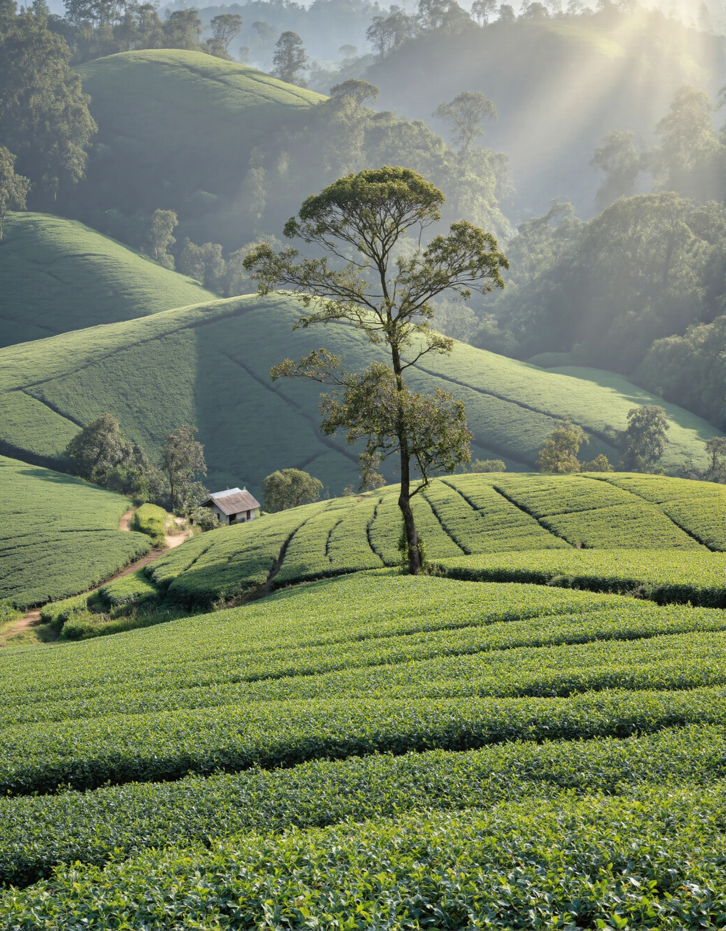 Sunlit Tea Plantation Hills #41097