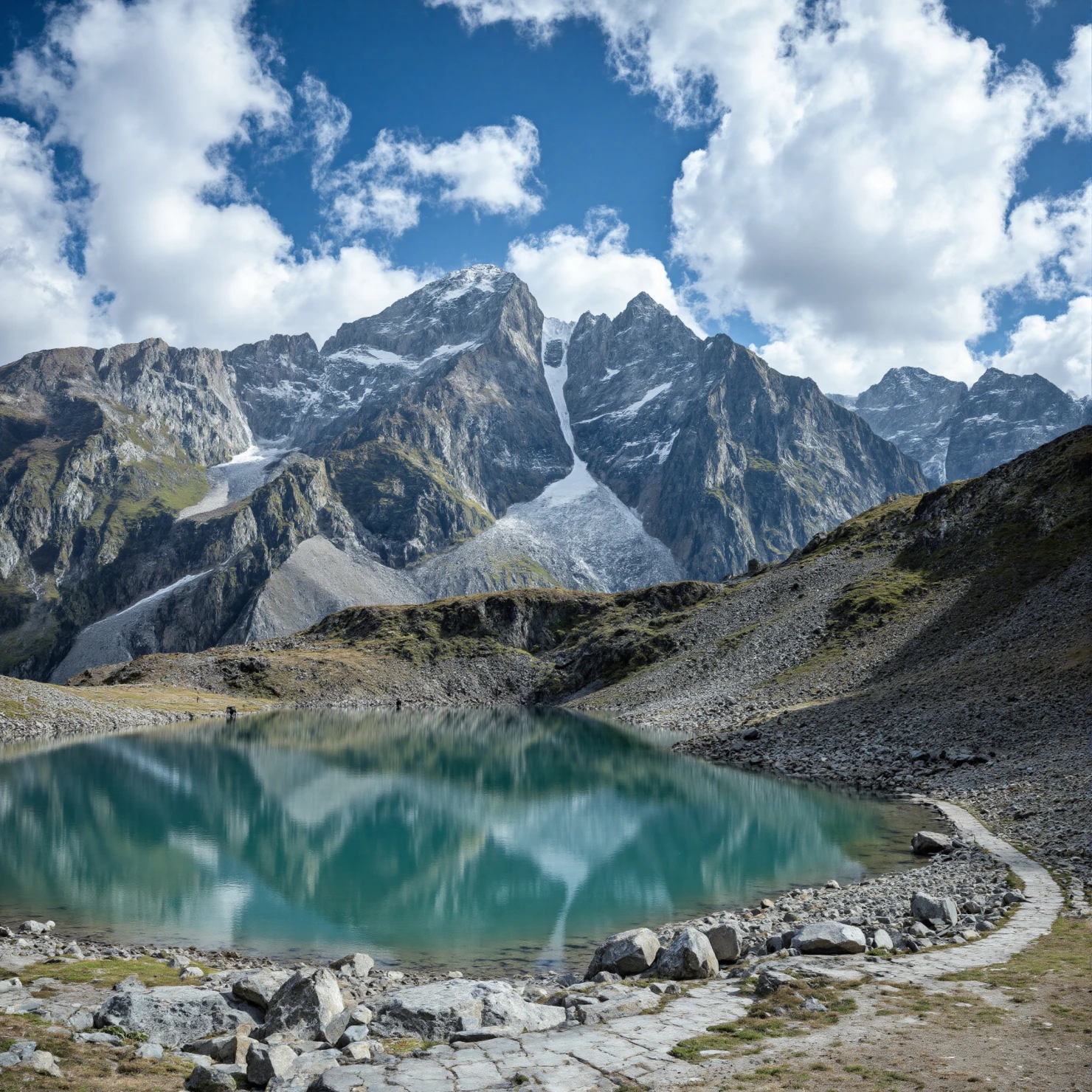 Serene Turquoise Lake Reflecting Majestic Snow-Capped Mountains #41113