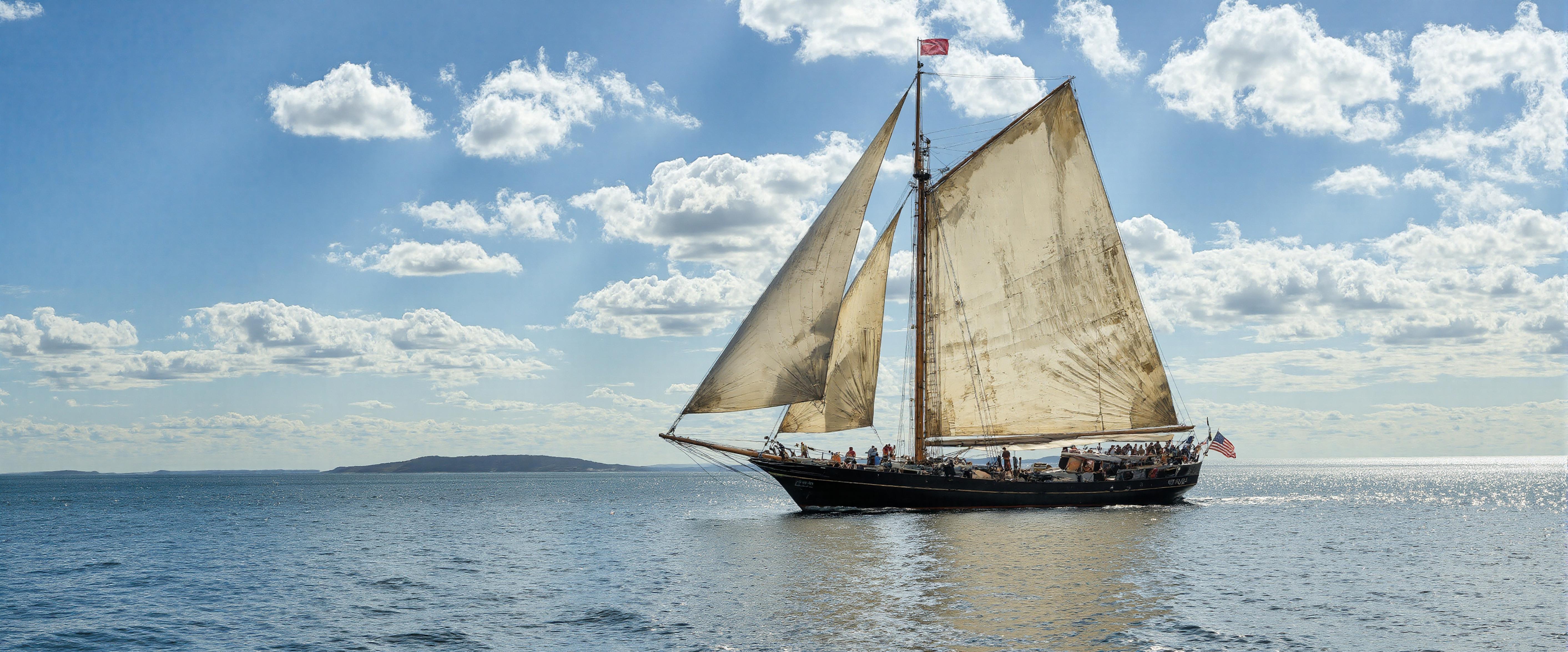Majestic Schooner Sailing on a Sunny Blue Ocean #41213