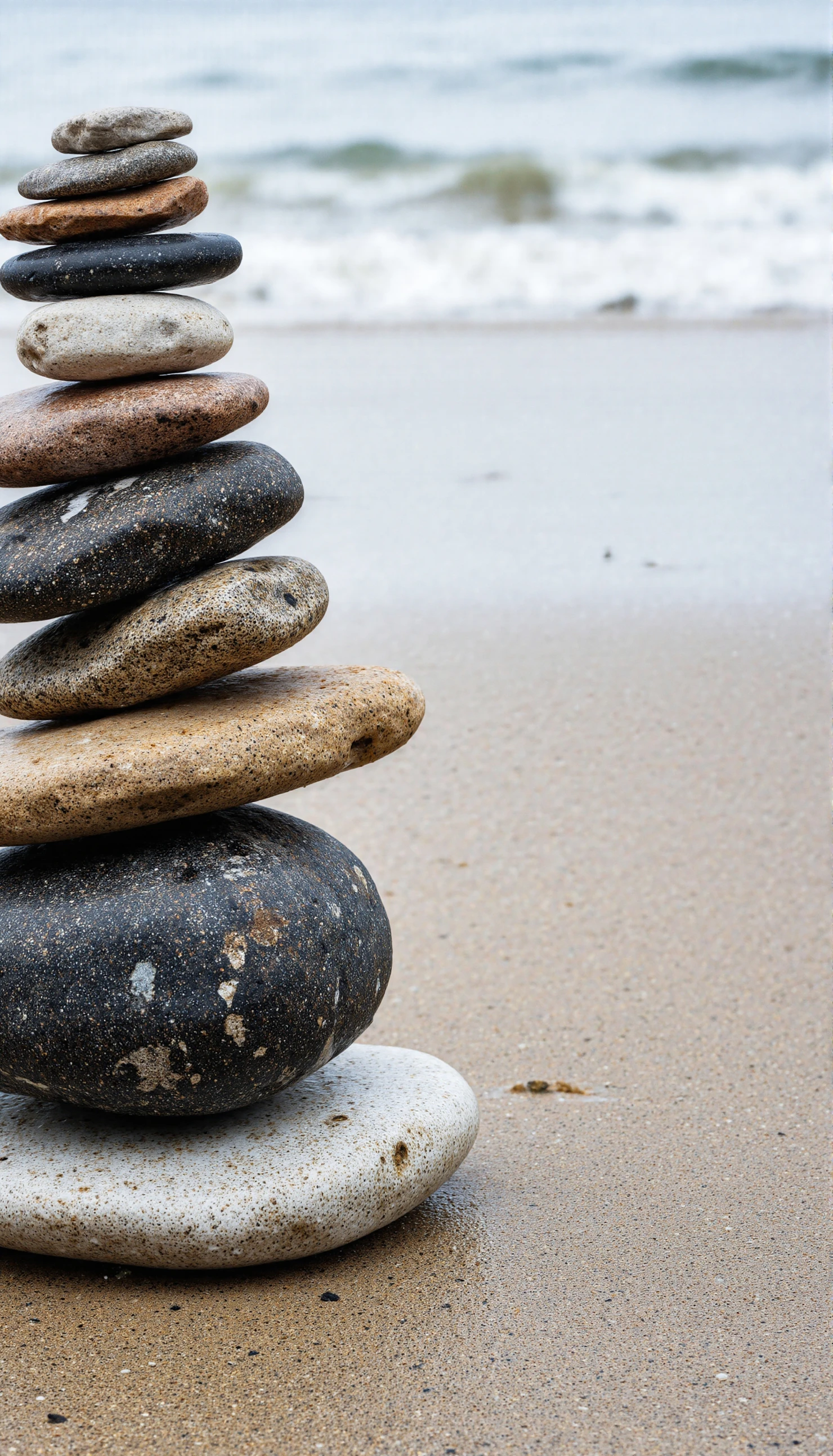 Balanced Stone Cairn on a Serene Beach #41120