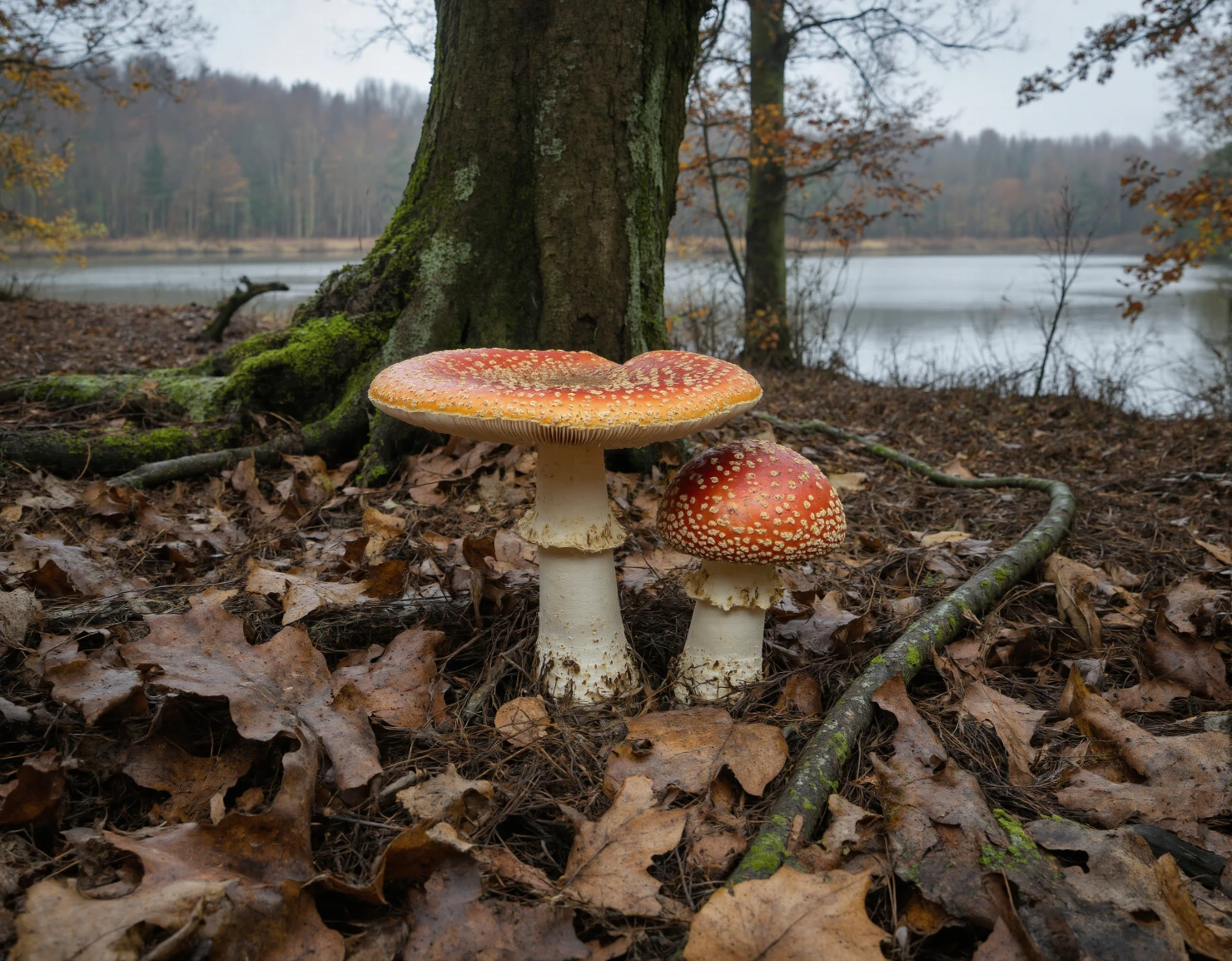 Autumn Fly Agaric by the Forest Lake #41192