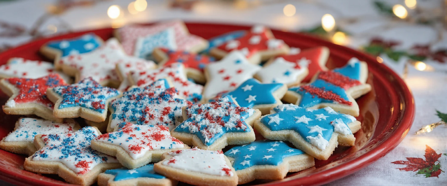 Delicious Red, White, and Blue Star-Shaped Sugar Cookies #41201