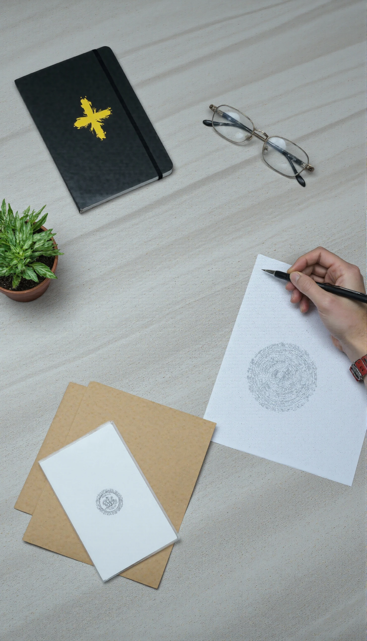 Creative Workspace with Hand Drawing Intricate Design #41206
