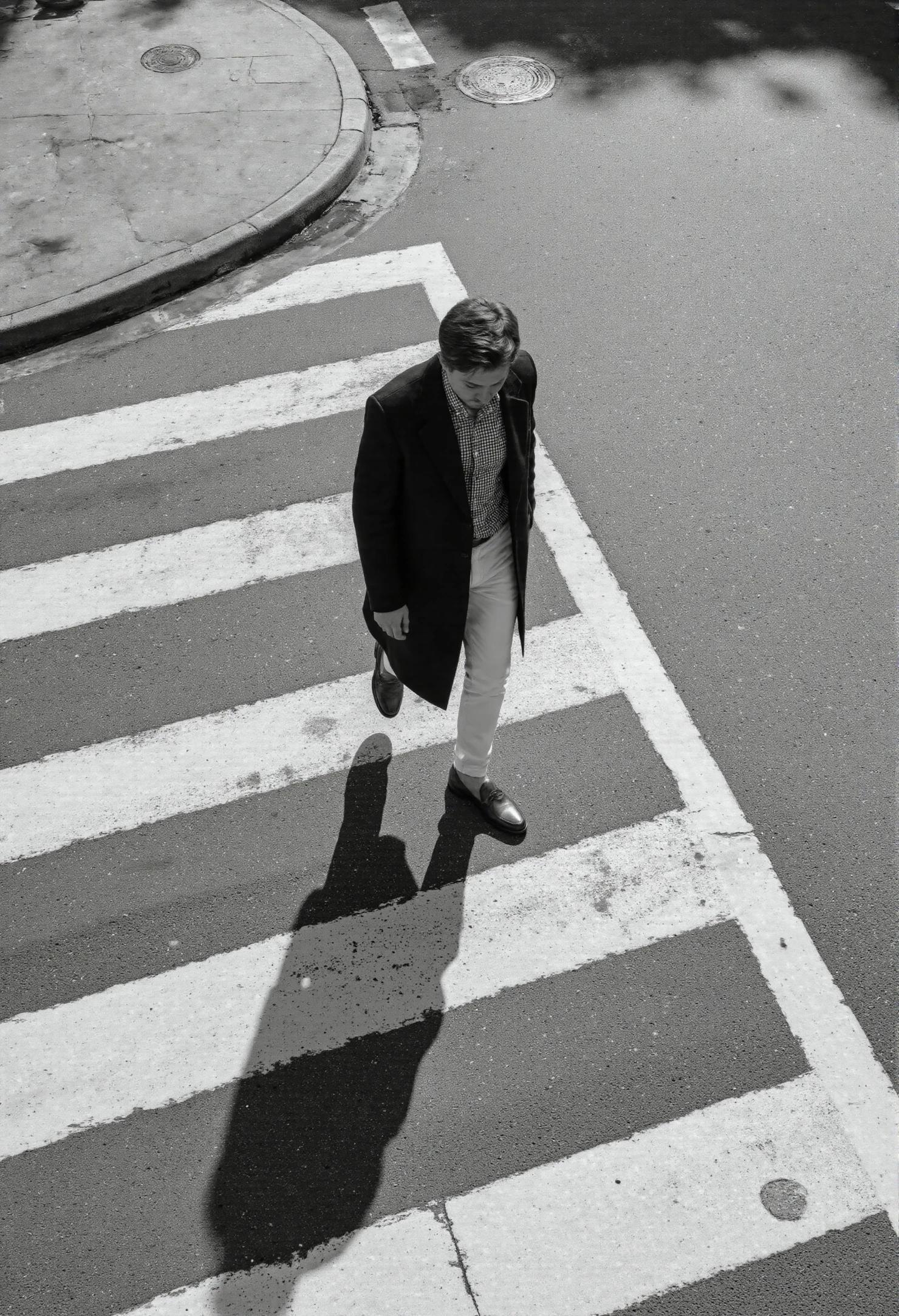 Urban Walk on a Zebra Crossing in Black and White #41209