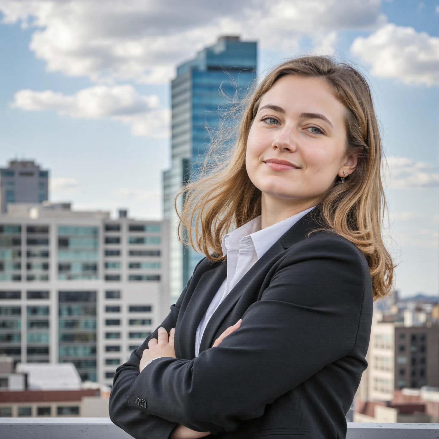 Confident Young Professional Woman on City Rooftop #41212