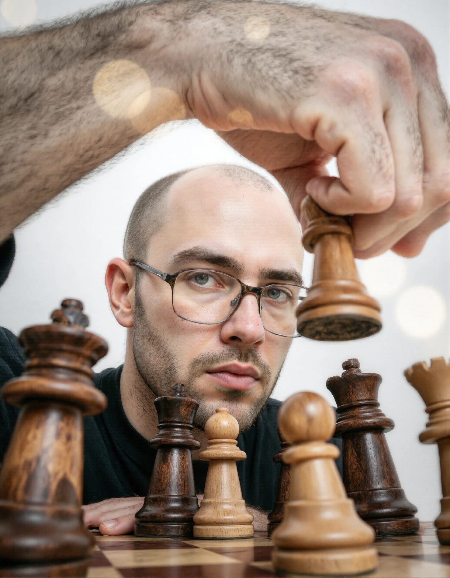 Intense Chess Player Making a Critical Move #41215