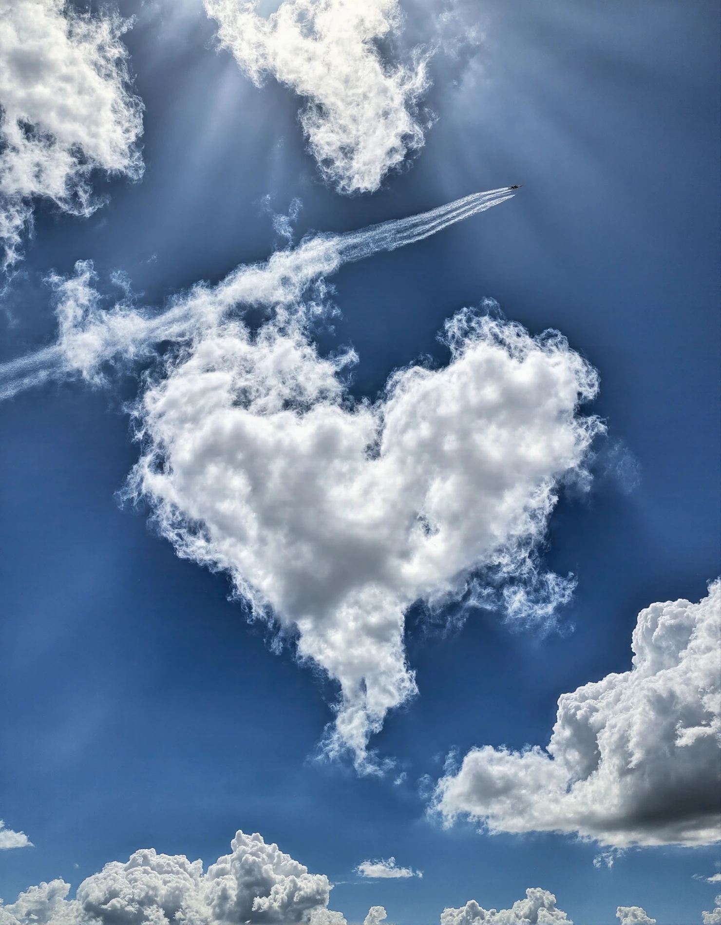 Love in the Sky Heart-Shaped Cloud and Airplane Contrail #41227