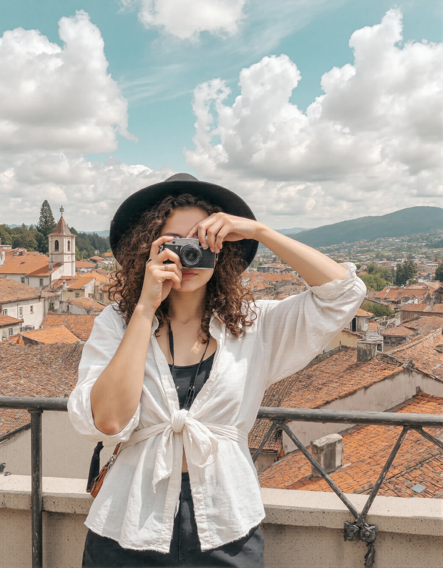 Traveler Capturing the Scenic Beauty of an Old European Town #41244