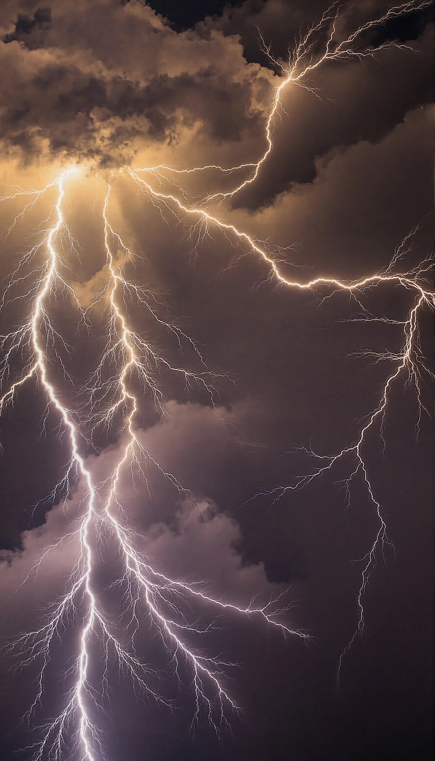 Powerful Thunderstorm with Multiple Lightning Bolts Illuminating Dark Clouds #41272