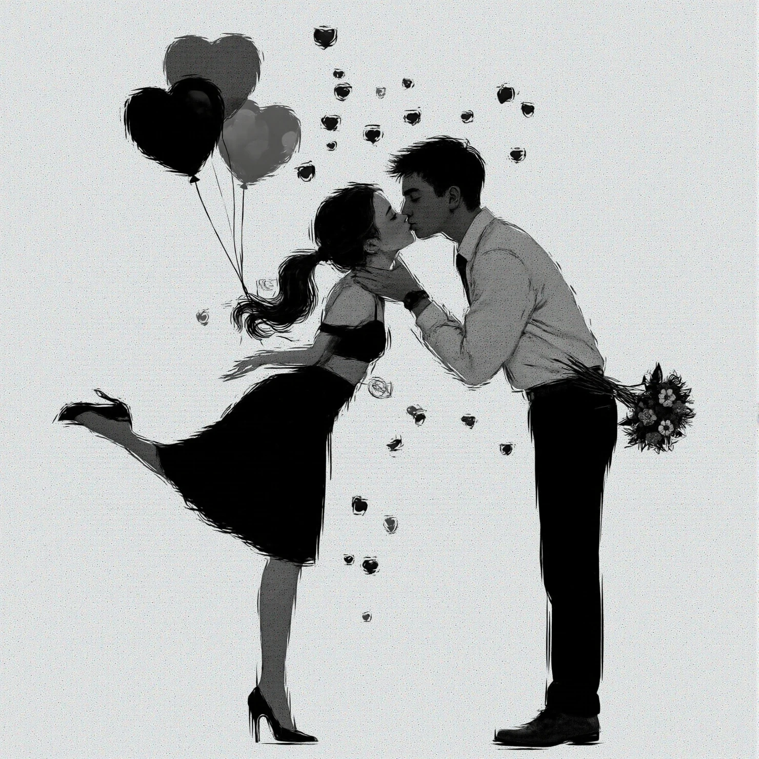 Love's First Kiss A Romantic Illustration #41303