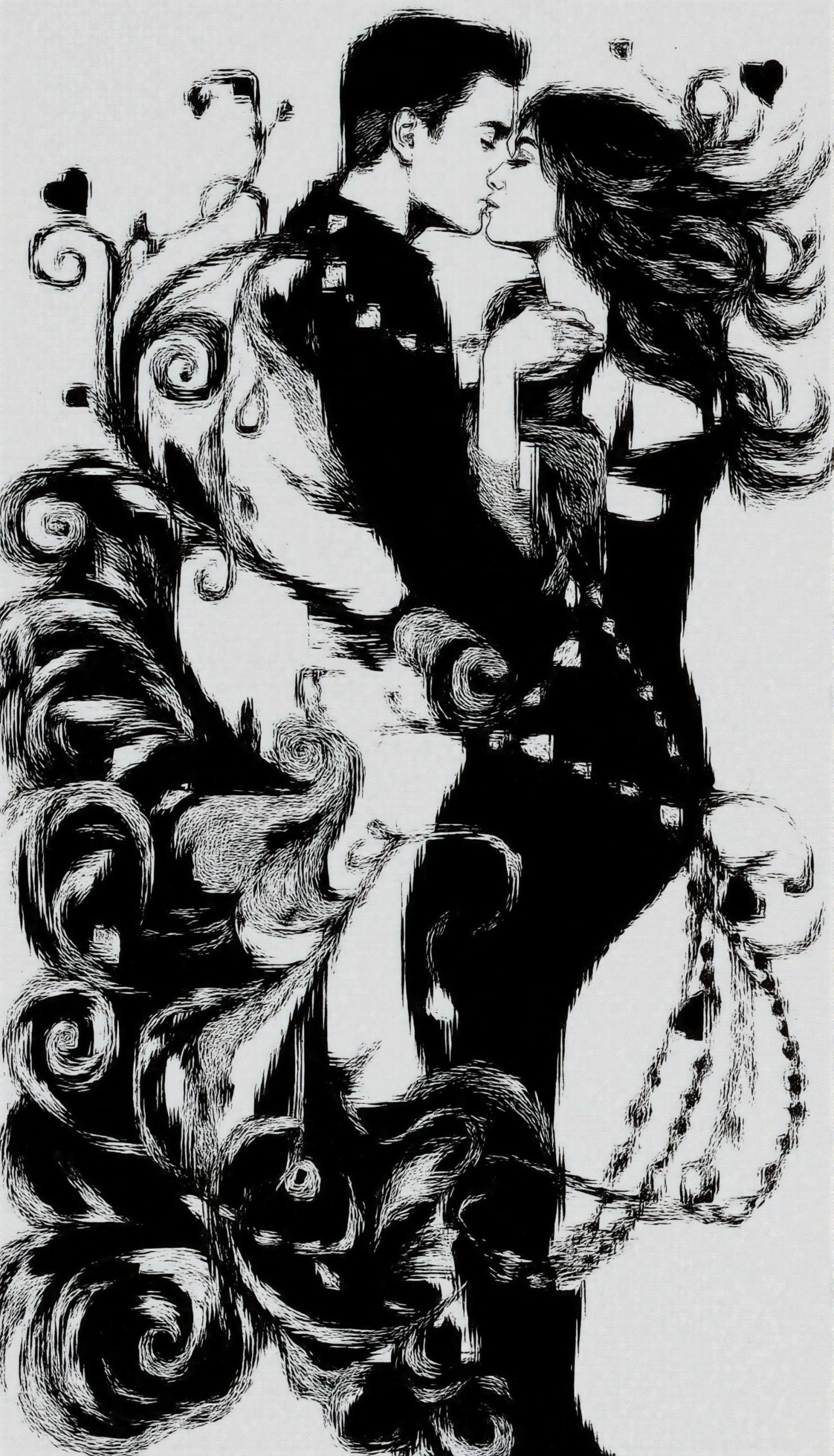 Love's First Kiss A Romantic Illustration #41306