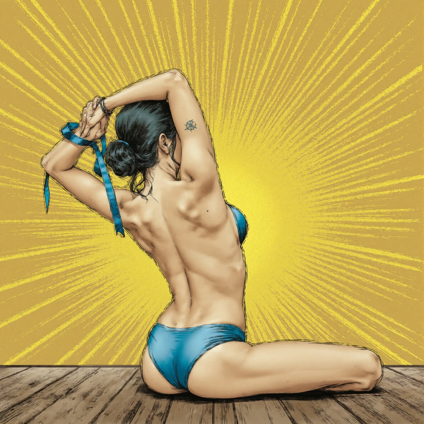 Bound Flexibility Woman in Yoga Pose with Ribbon #41336