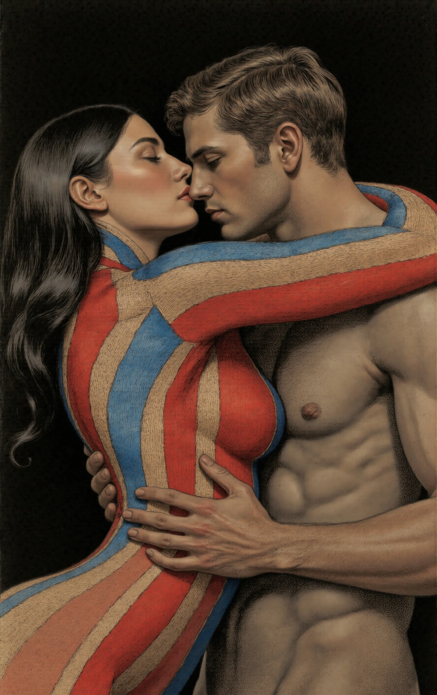 The Embrace of Contrast and Stripes of Passion #41349