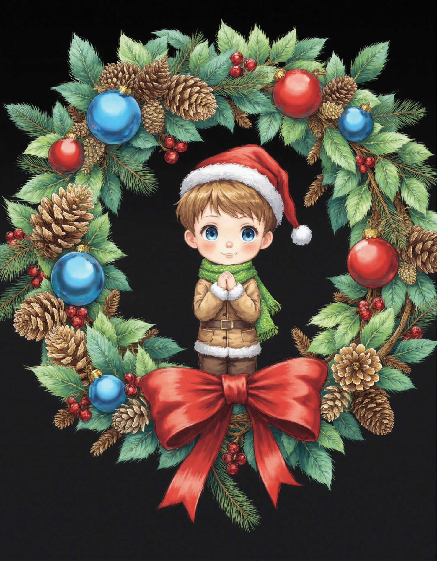 Adorable Boy in a Festive Christmas Wreath #41359