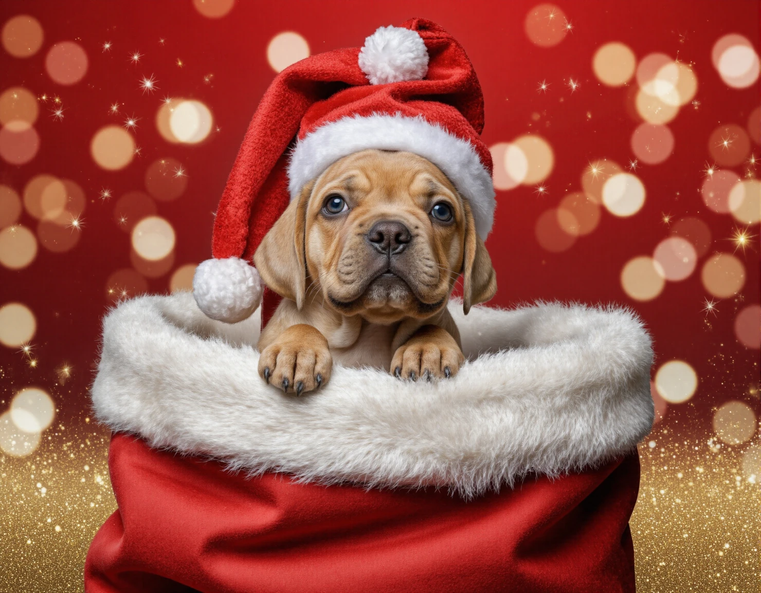 Adorable Christmas Puppy in Santa's Sack #41362