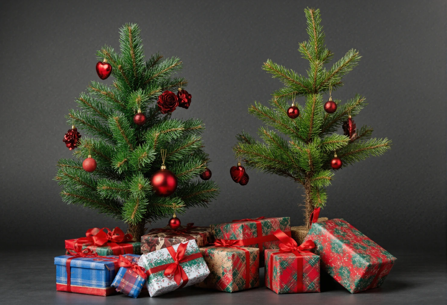Cozy Christmas Living Room with Poinsettia and Tree #41368