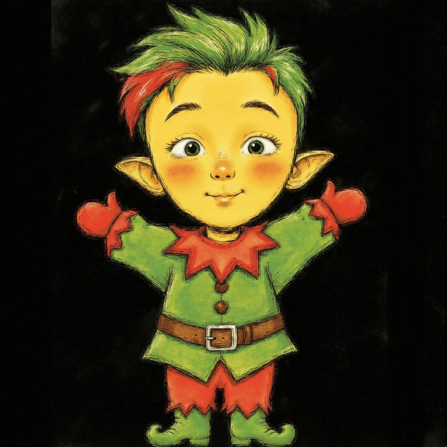 Charming Cartoon Elf Character for Festive Occasions #41371