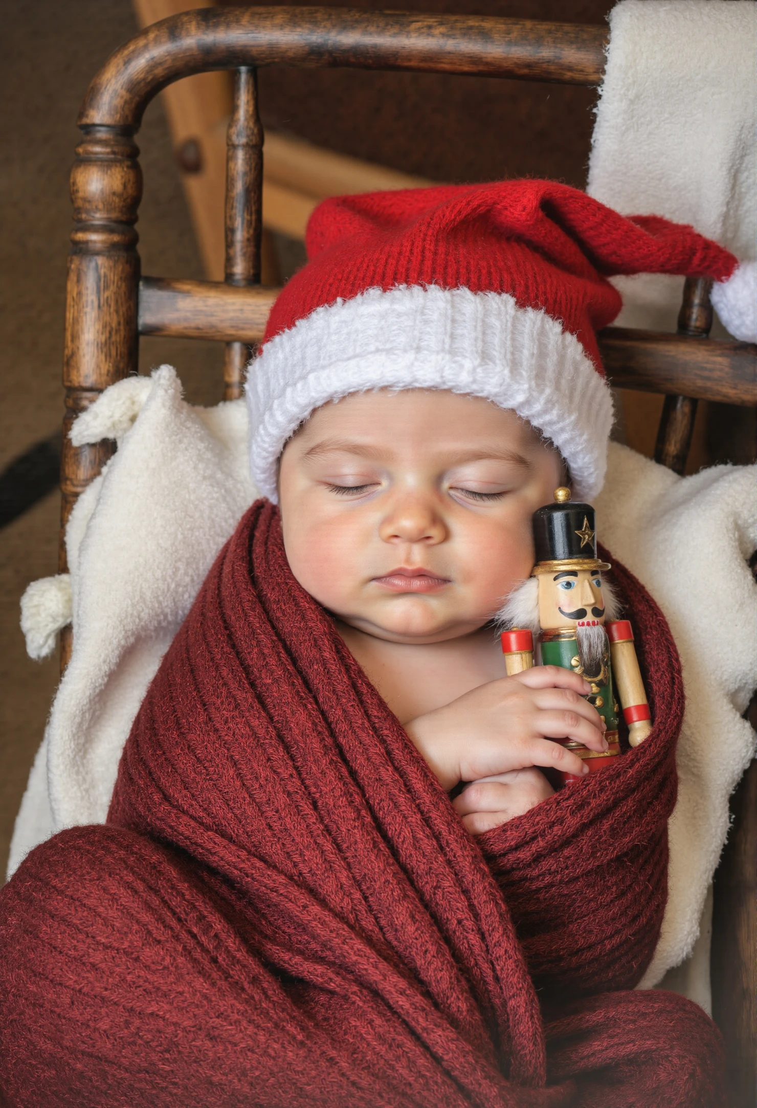 Cozy Christmas Newborn in Red Elf Romper #41373