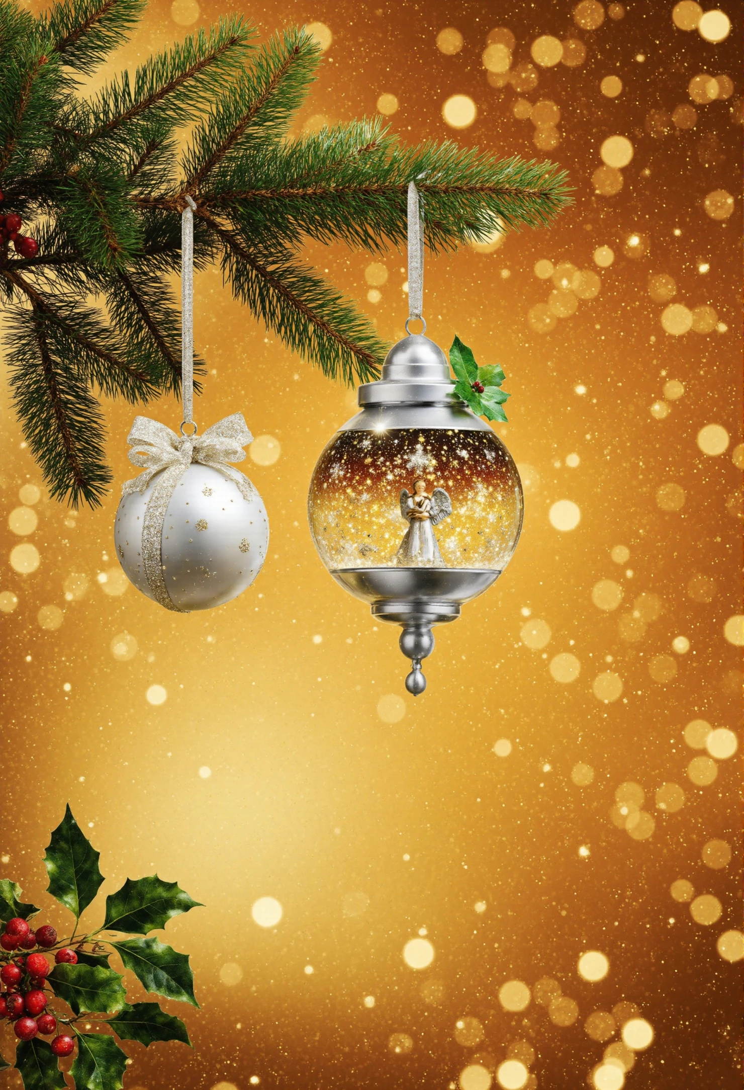 Festive Christmas Tree with Silver Ornaments #41378