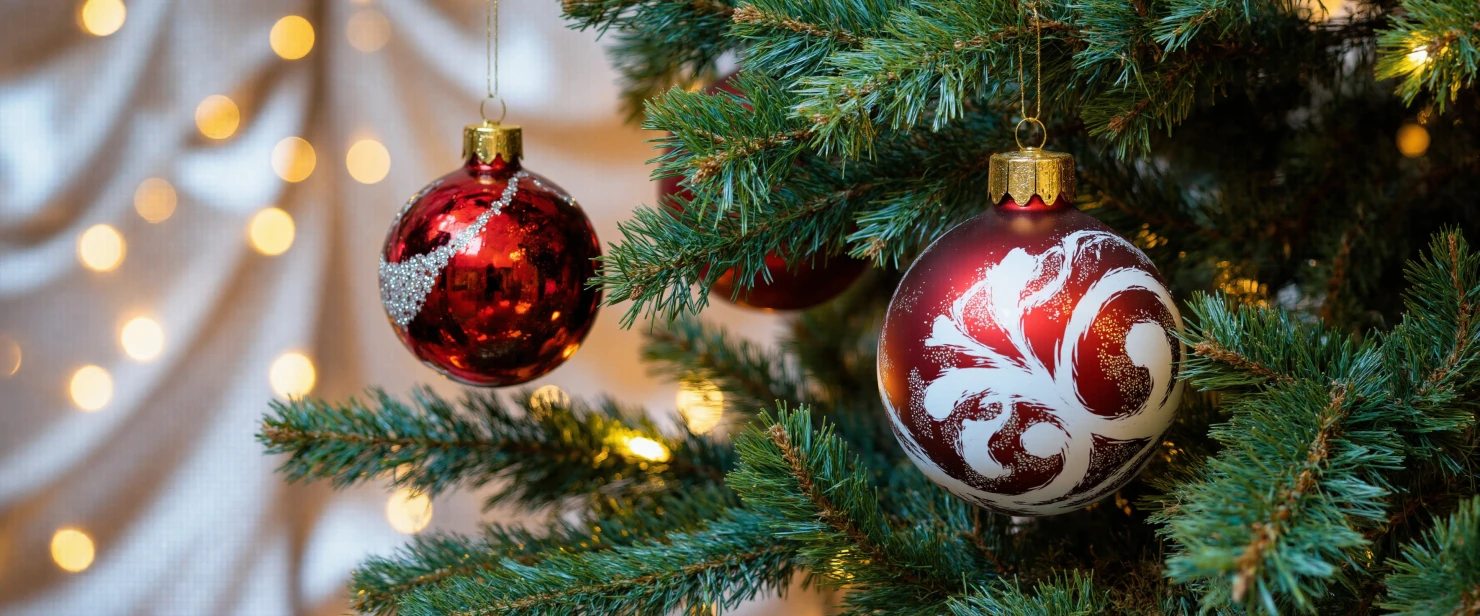 Festive Christmas Tree with red Ornament #41381