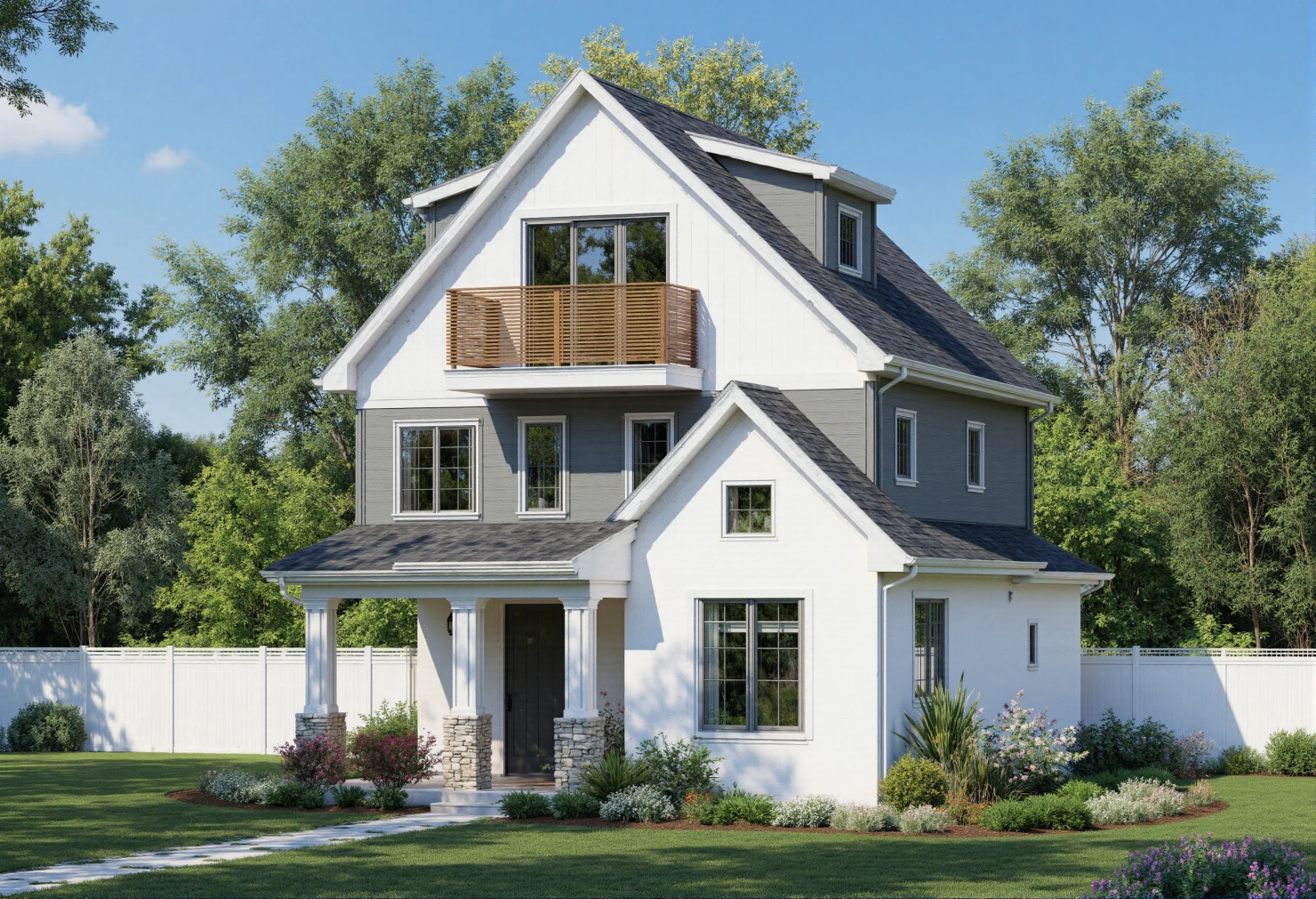 Modern Three-Story Contemporary Farmhouse Design #41411