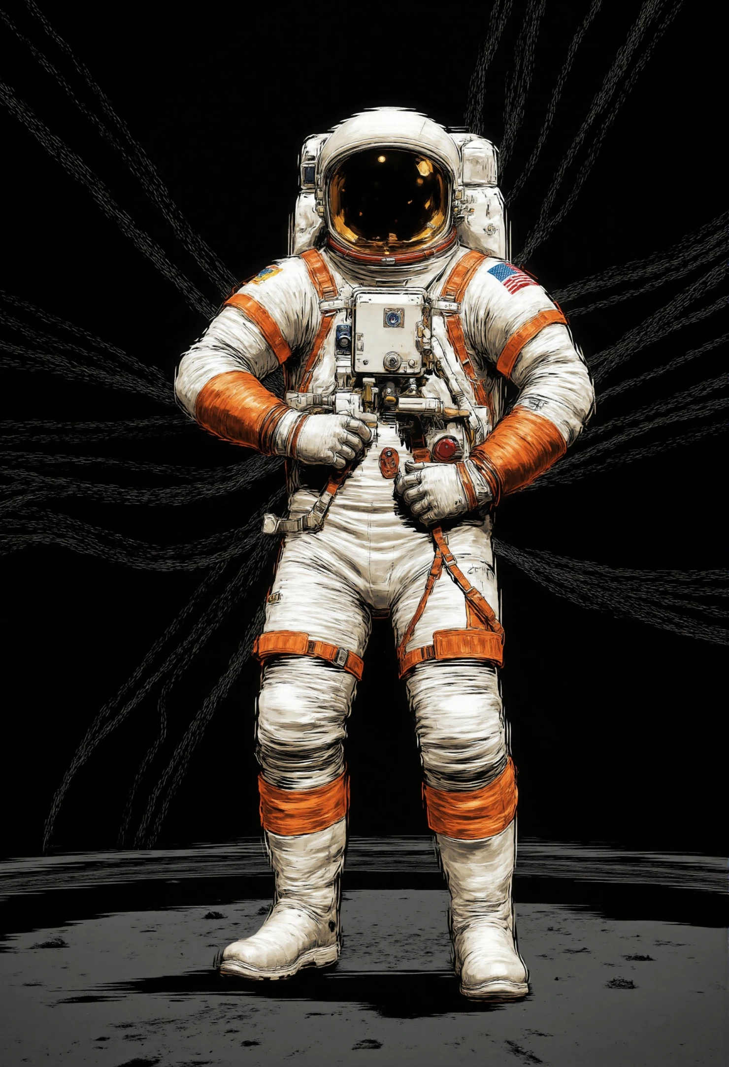 Monochromatic Stippled Astronaut in Deep Space #41413