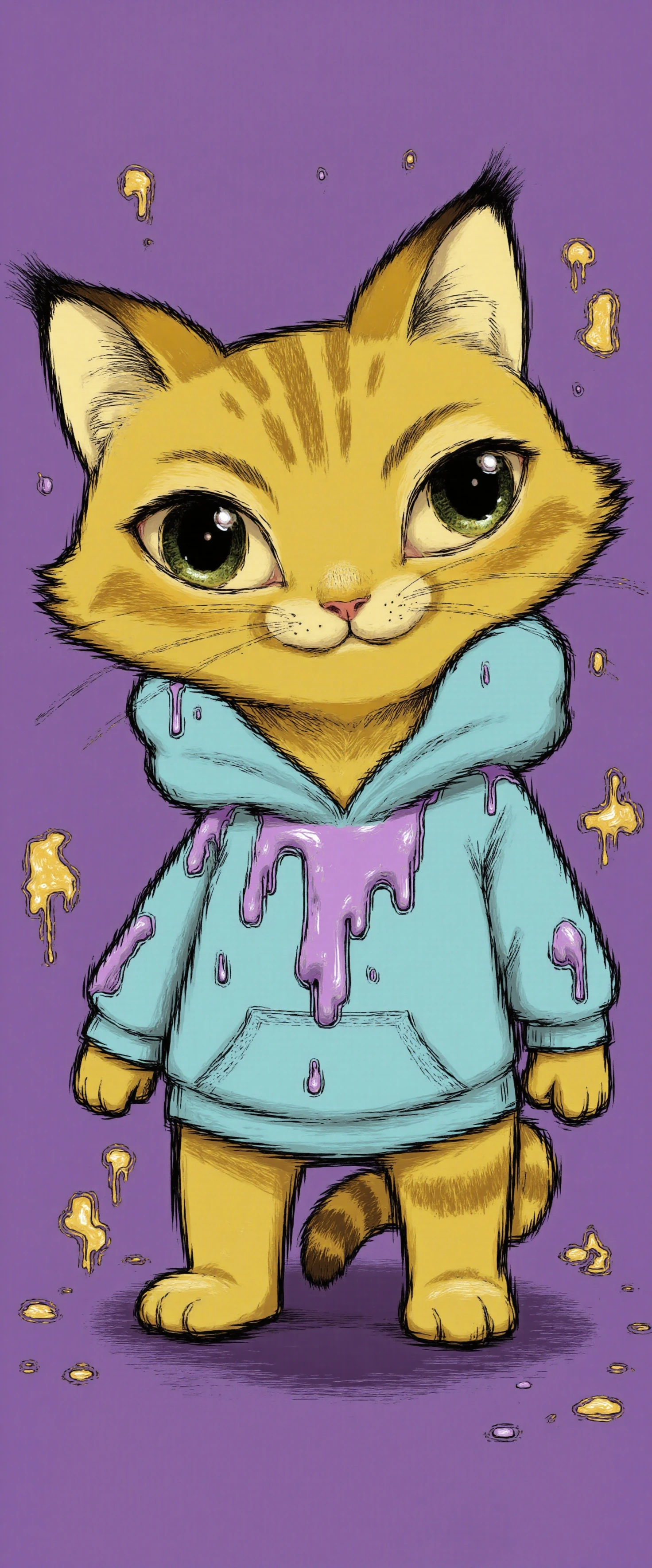 Stylized Cartoon Cat in a Hoodie #41417