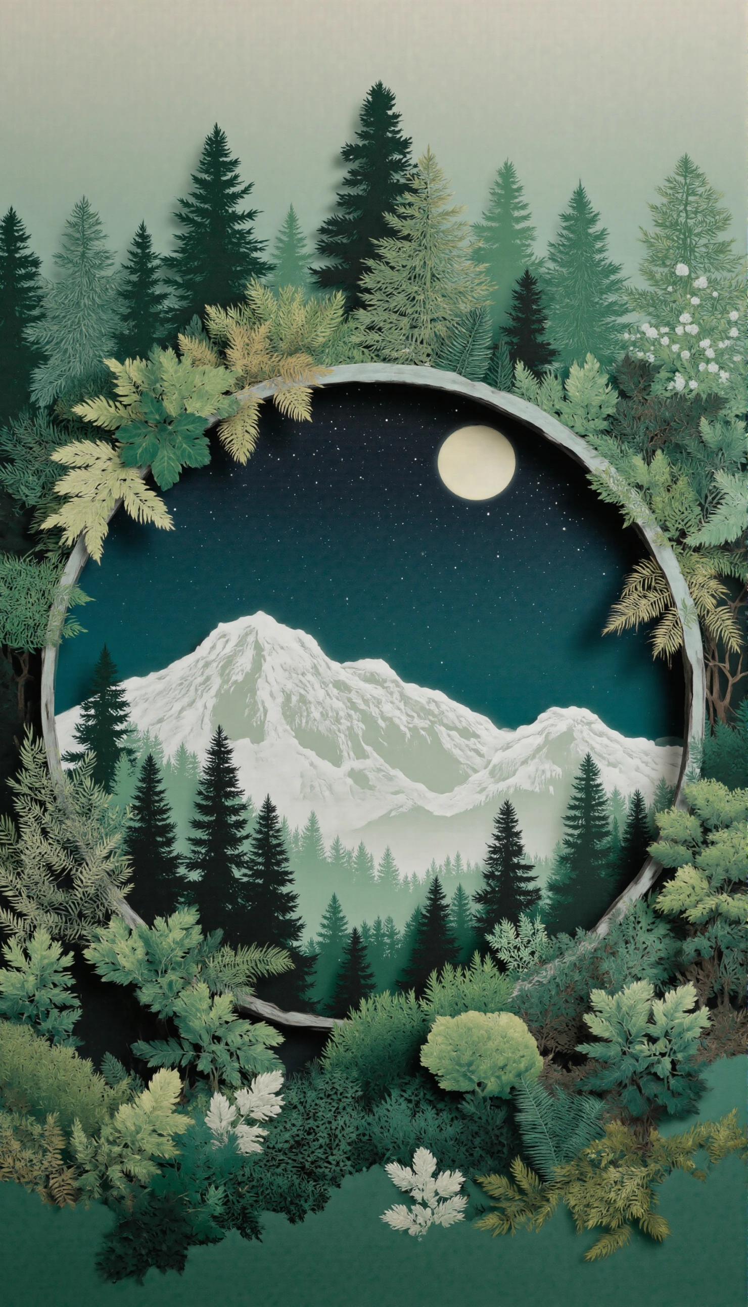 3D Papercraft Style Forest and Mountain Landscape #41419