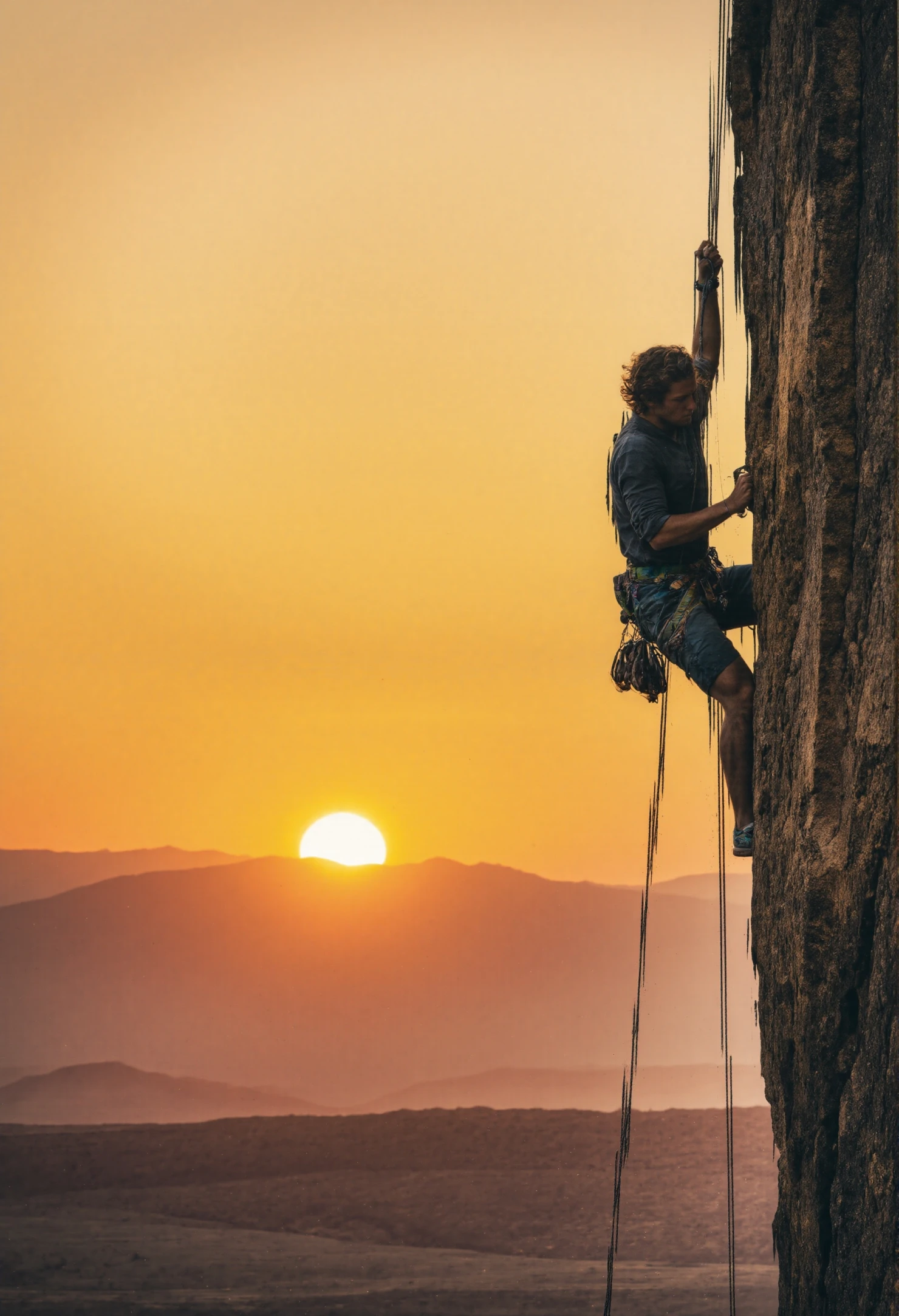 Golden Ascent: Scaling the Heights at Sundown #41421