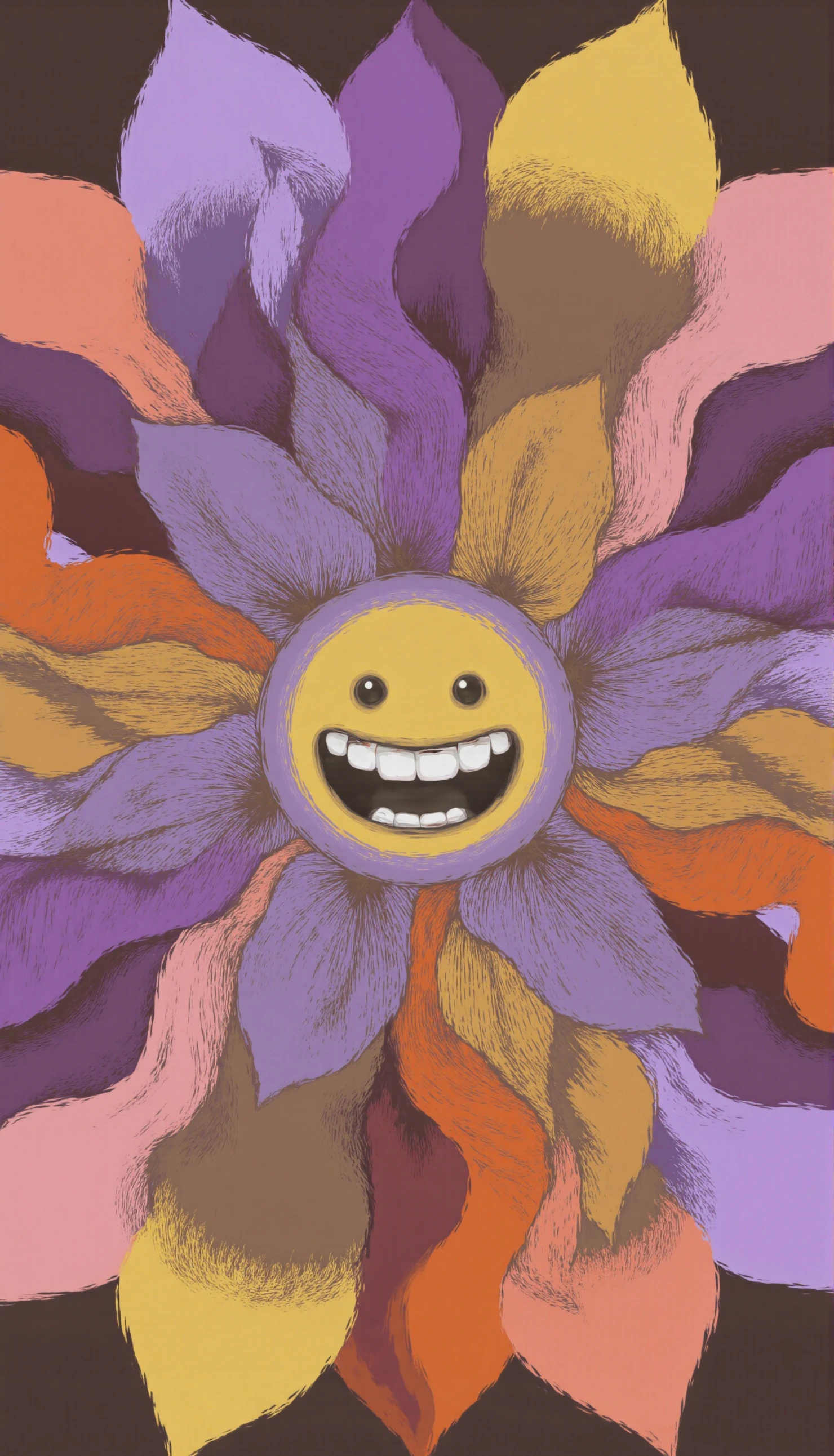 The Happy Bloom: Whimsical Smiling Flower Art #41427