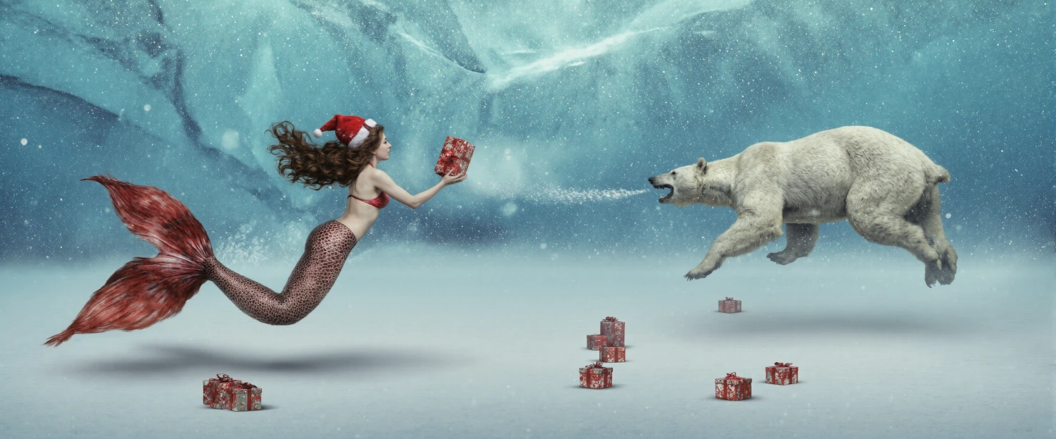 A Winter Fantasy: The Christmas Mermaid and the Polar Bear #41429