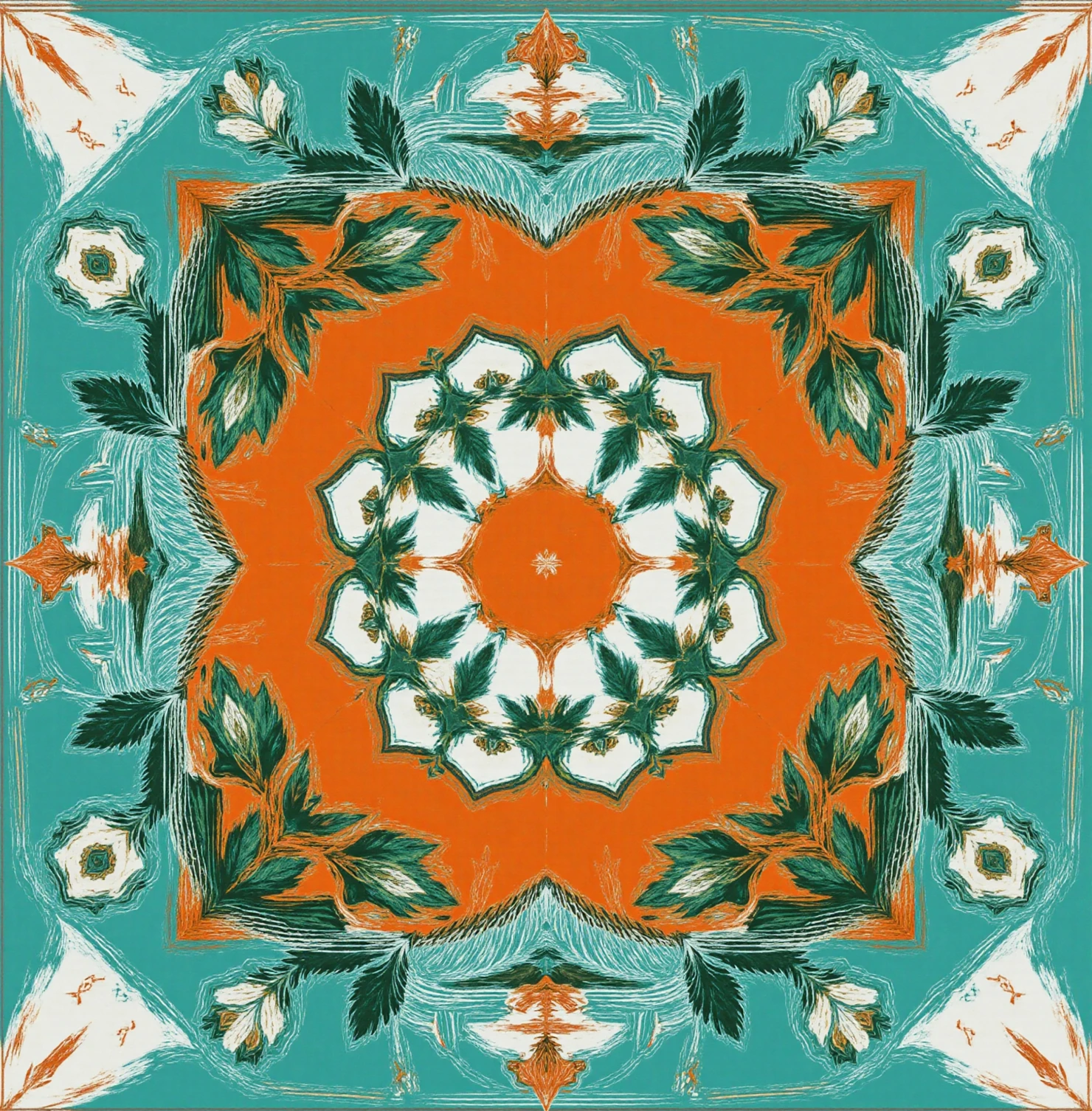 Symmetric Bloom: Floral Mandala Illustration #41437