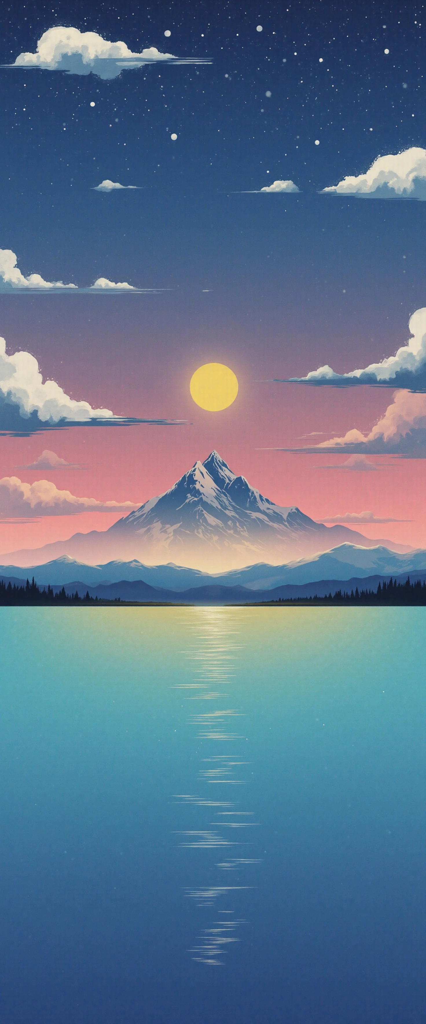 Celestial Reflection: Arctic Sunset Over Still Waters #41444