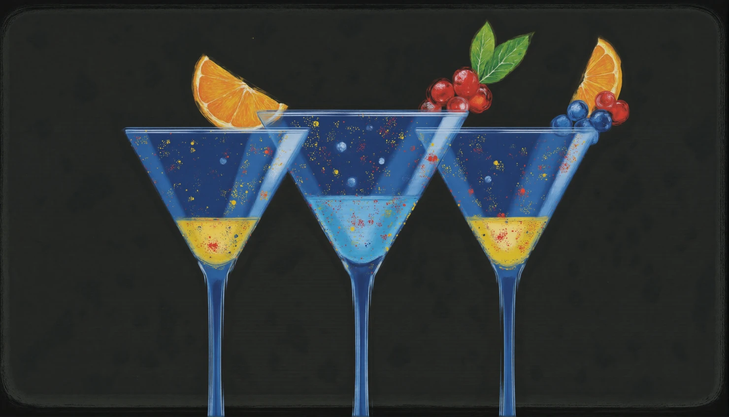 Celestial Cocktails: Vibrant Blue Martini Art #41455
