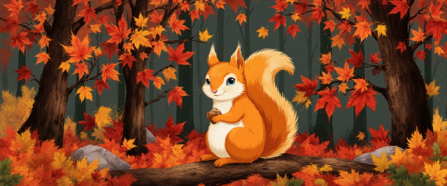Cuddly Squirrel in Vibrant Autumn Maple Forest #41458