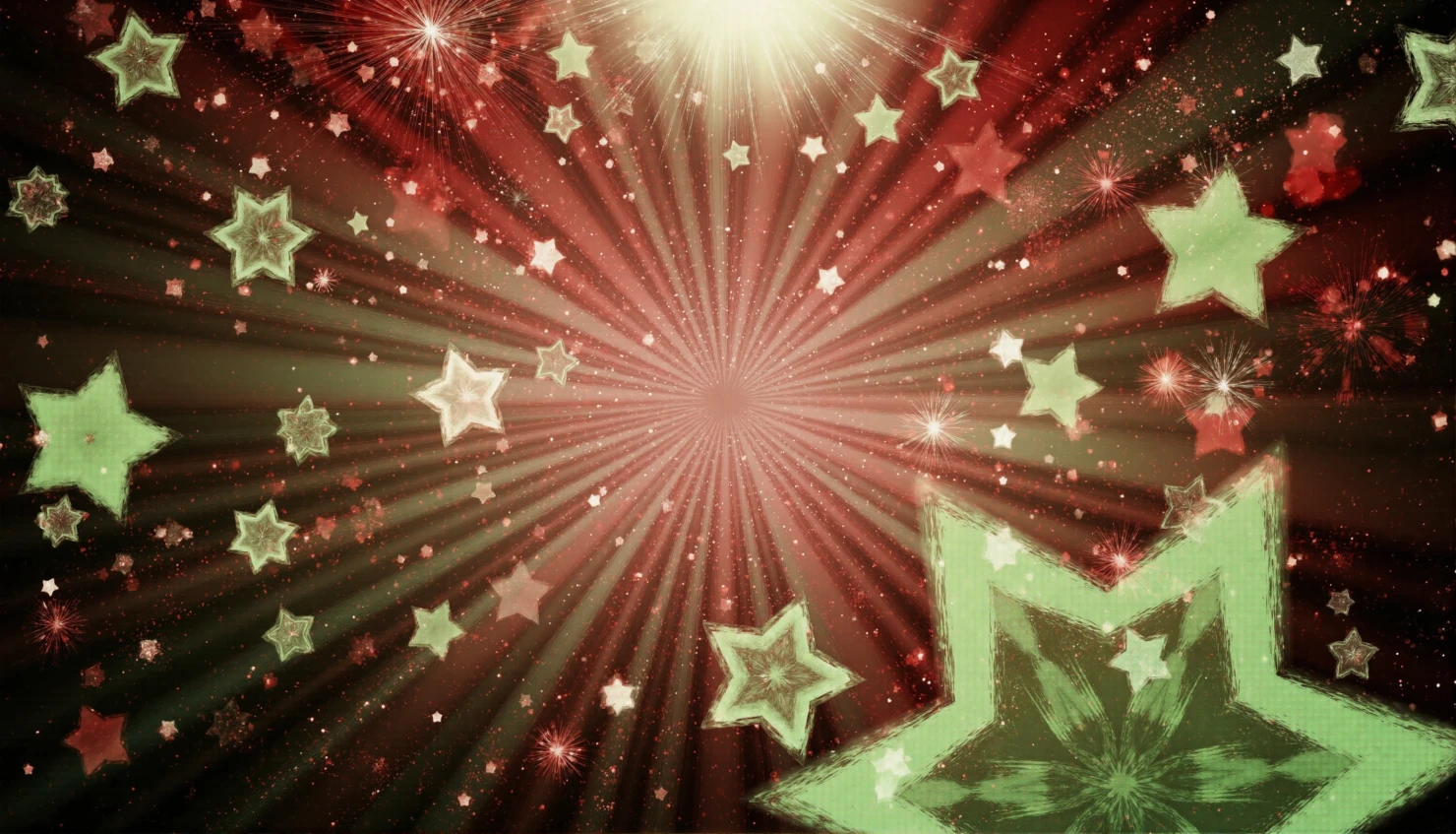 Dynamic Red Starburst with Mint Green Stars #41459
