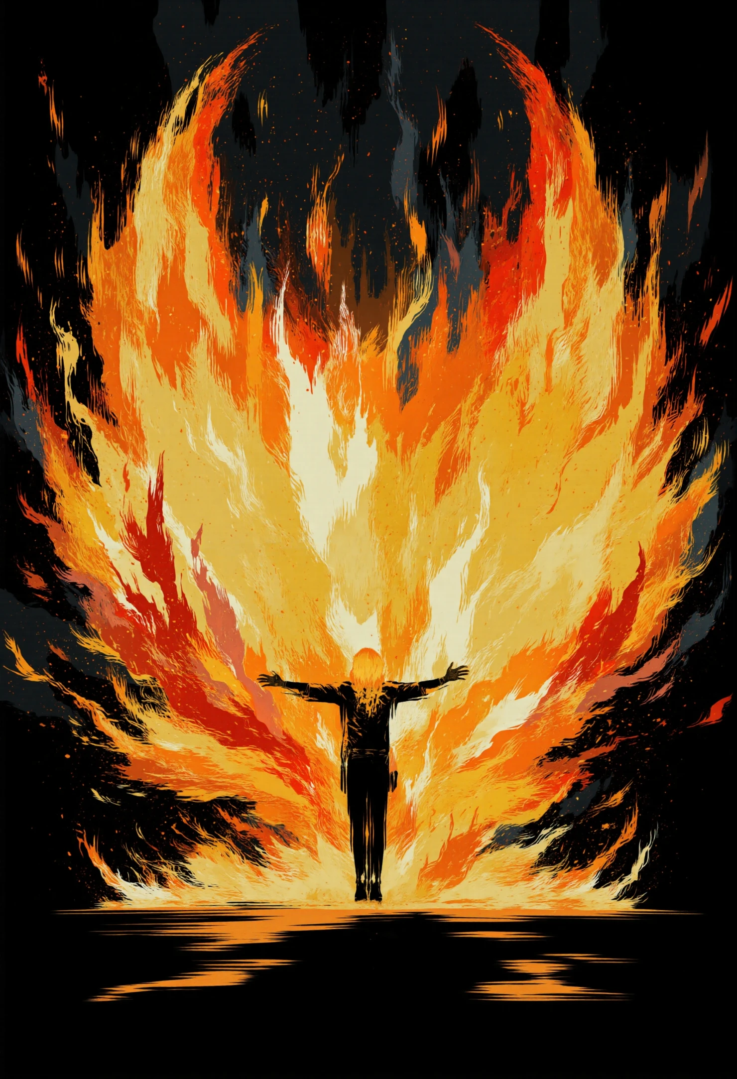 Powerful Silhouette Amidst Exploding Flames #41474