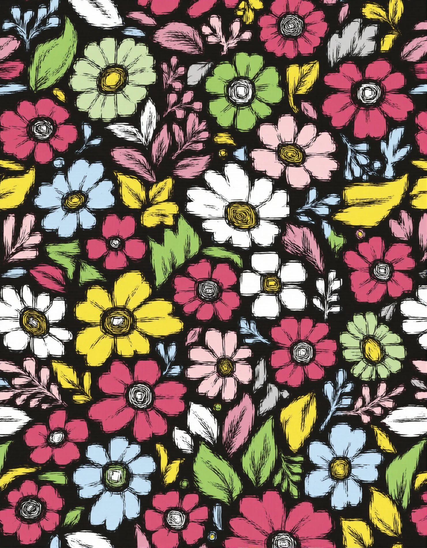 Vibrant Hand-Drawn Floral Arrangement #41489