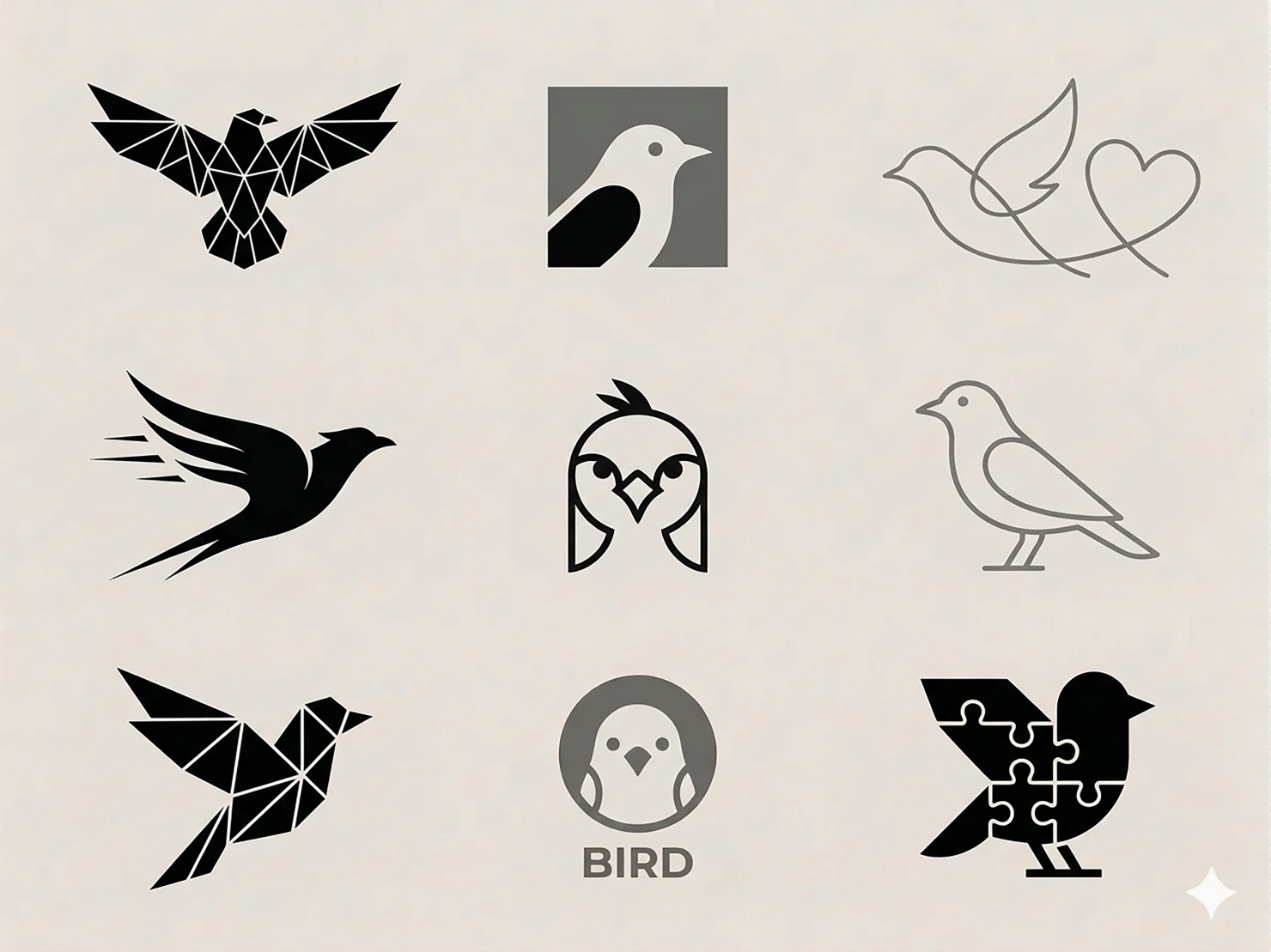 Minimalist Bird Logo Collection - Set of Modern and Simple Avian Icons #41509
